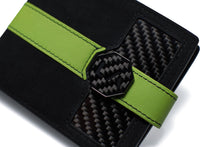 Load image into Gallery viewer, Signature Series Leather / Alcantara Wallet - Black &amp; Verde Ulysses