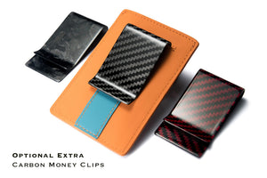 Signature Series Leather Card Holder - Mandarin & Turchese