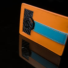 Load image into Gallery viewer, Signature Series Leather Card Holder - Mandarin &amp; Turchese