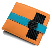 Load image into Gallery viewer, Signature Series Leather Wallet - Mandarin &amp; Turchese