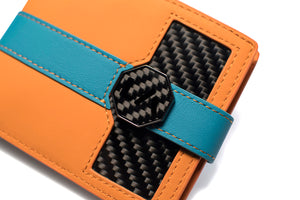 Signature Series Leather Wallet - Mandarin & Turchese